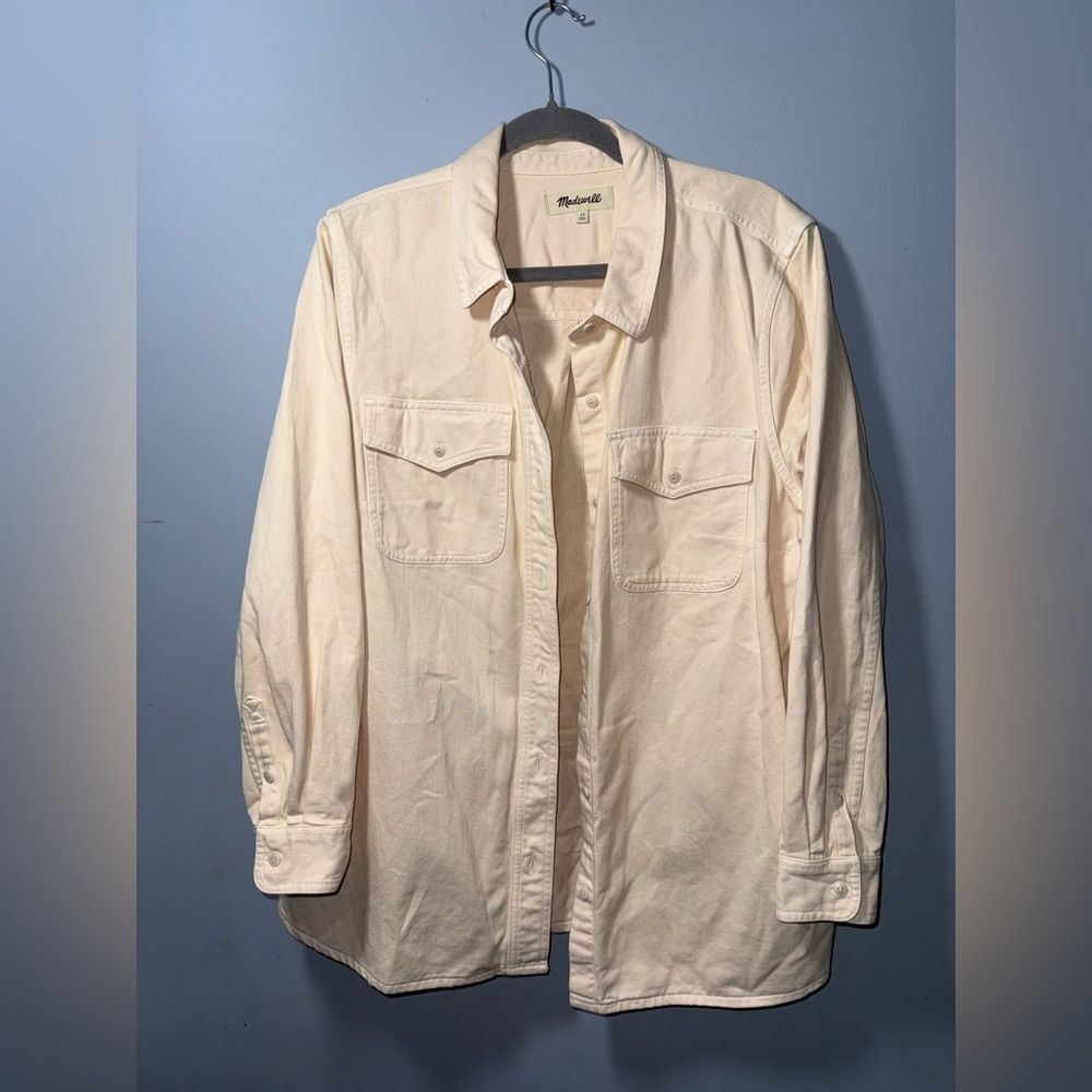 Madewell Garment-Dyed Twill Shirt-Jacket 100% cotton in Light Peach Size 1X NWOT